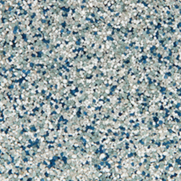 Indigo quartz epoxy color blend — blue, teal, and white granules