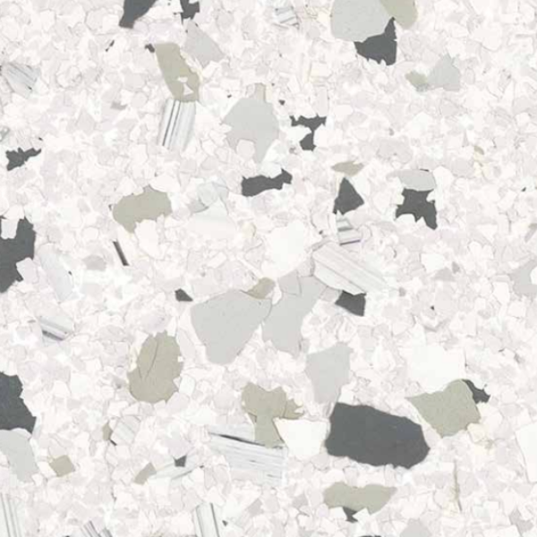 Juneau marble flake epoxy blend — white and light gray flakes