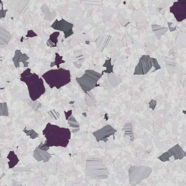 Klondike marble flake epoxy blend — white, silver, and plum flakes