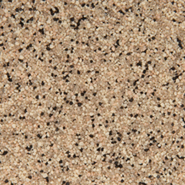 Russet quartz epoxy color blend — tan and sand granules with black accents