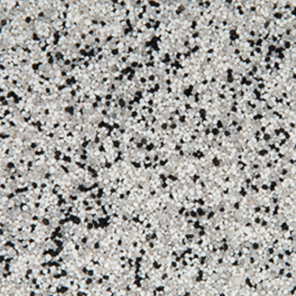 Stonewall quartz epoxy color blend — light gray and white granules with black accents