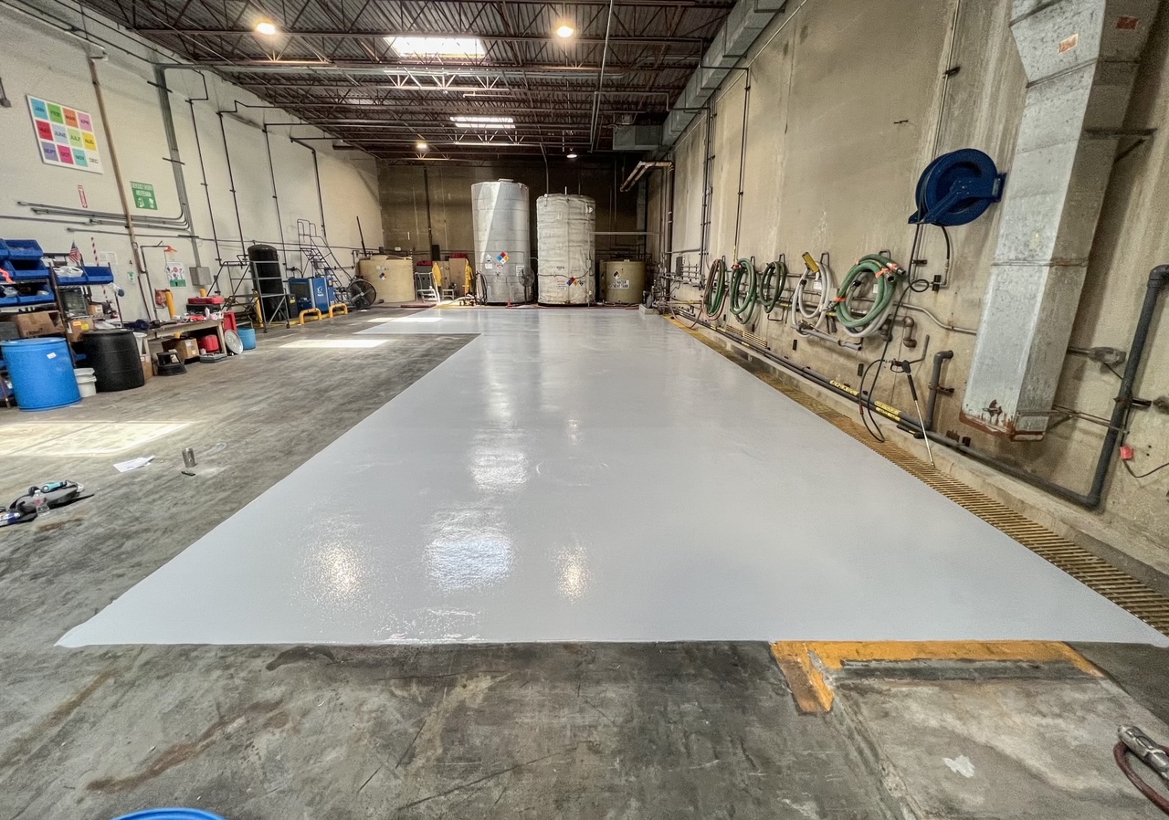 Epoxy flooring system in a pharmaceutical production environment