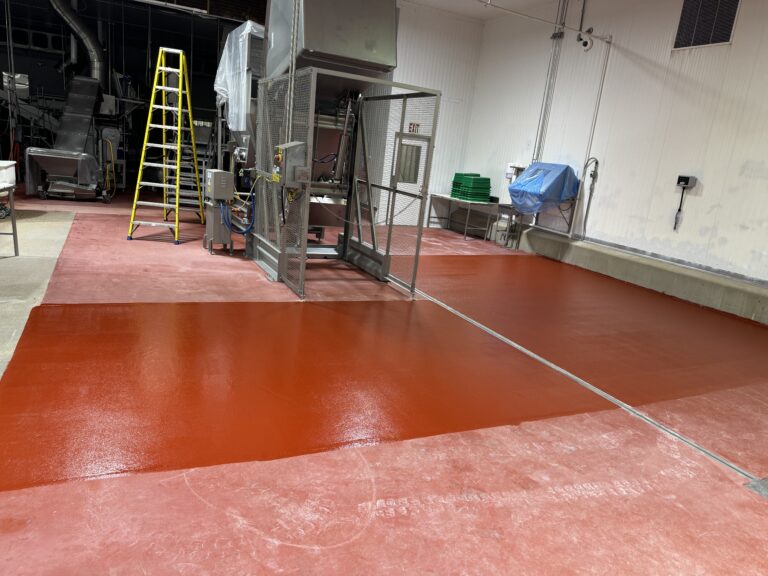 Food and beverage facility with completed urethane cement flooring