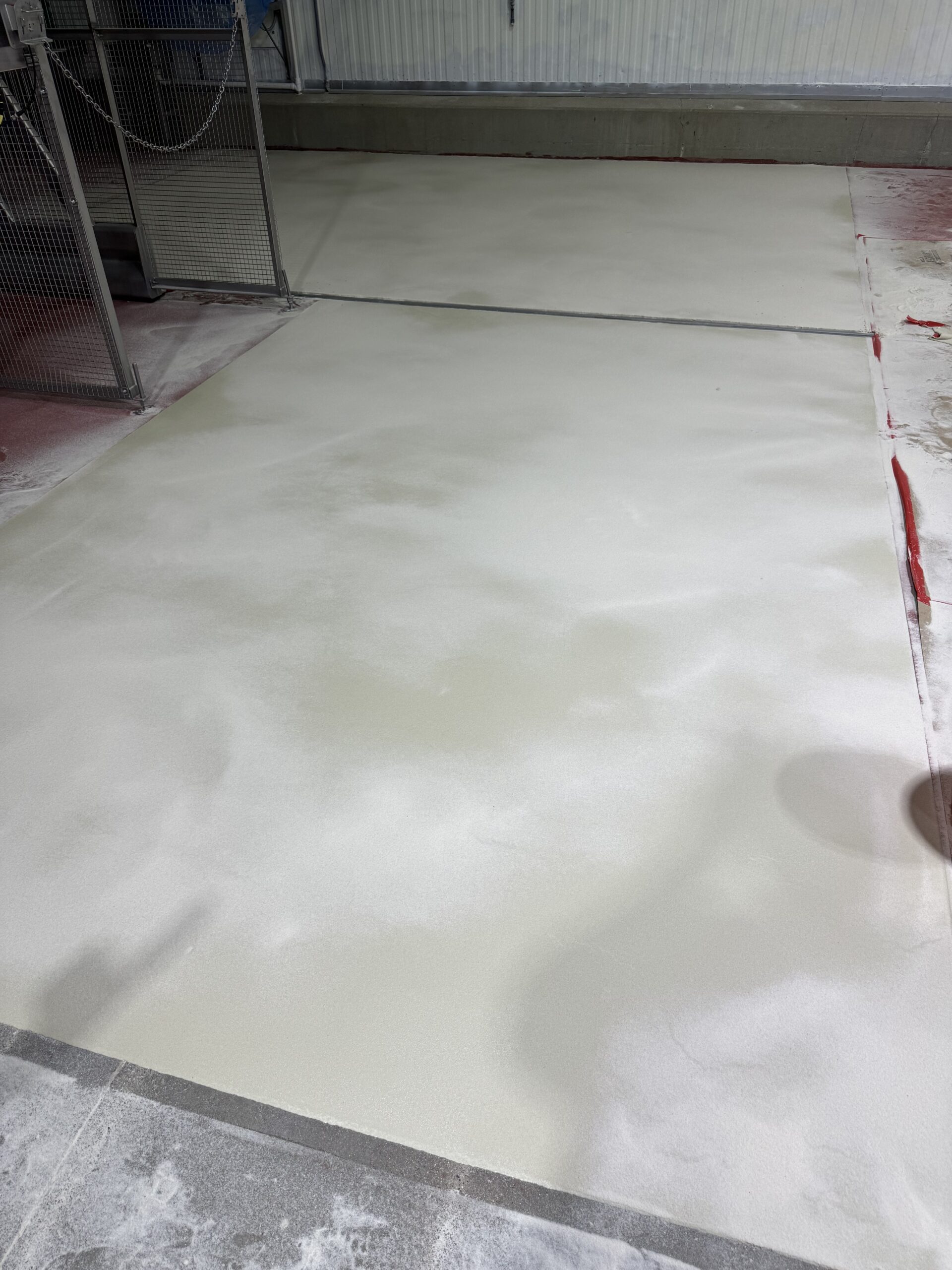 Freshly applied urethane cement flooring in a food processing area. — urethane cement flooring applications