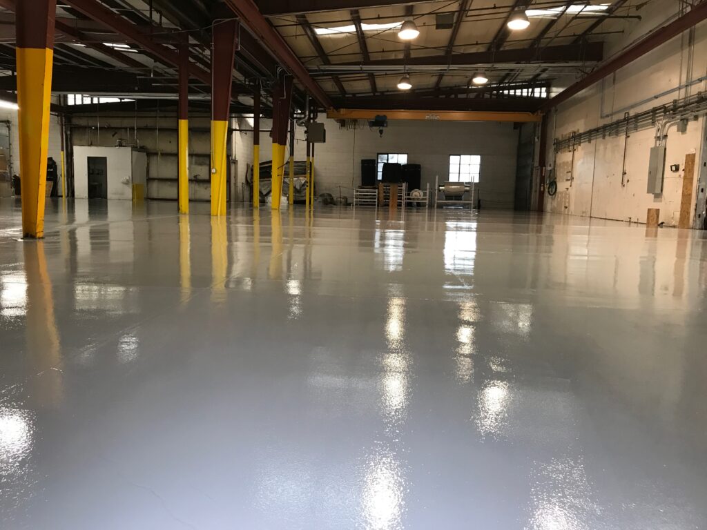 100% solids epoxy floor coating in a manufacturing facility
